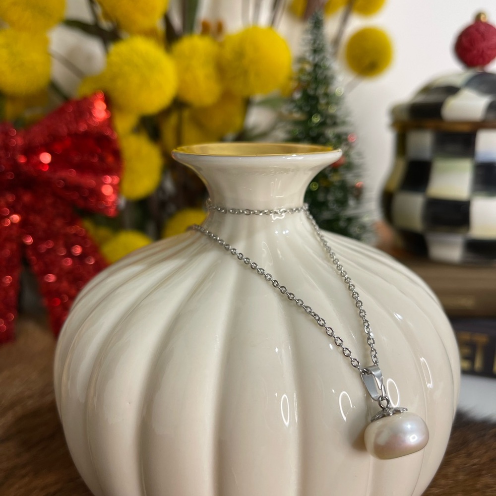 Round Natural Pearl Gems Silver women Necklace Pendants for chrismas gift - Picture 2 of 4